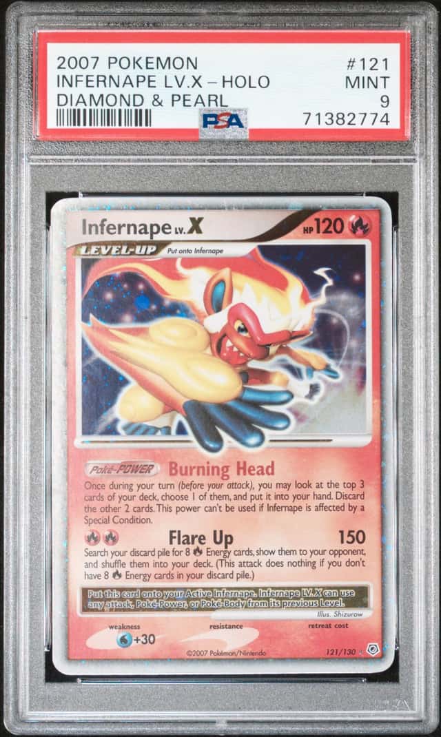 2007 POKEMON DIAMOND & PEARL D & P INFERNAPE LV. X #121/130 HOLO FOIL PSA 9 E9
