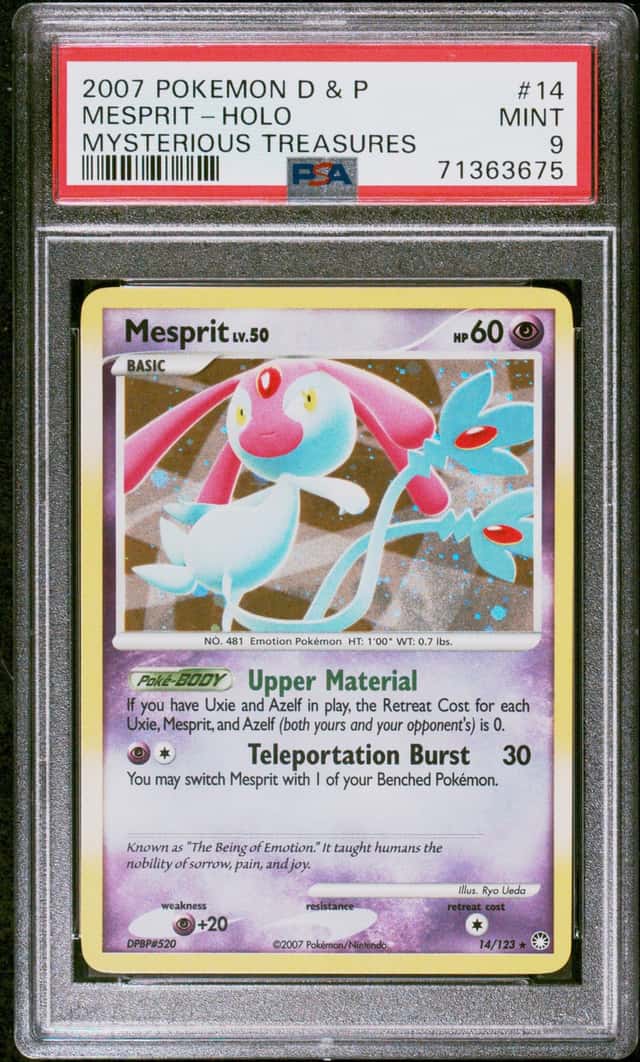 2007 POKEMON D & P MYSTERIOUS TREASURES MESPRIT 14/123 RARE HOLO FOIL PSA 9 E9