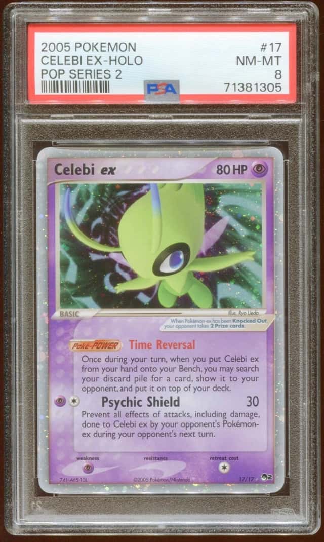 2005 POKEMON POP SERIES 2 CELEBI EX #17/17 RARE PROMO HOLO FOIL PSA 8 A E9