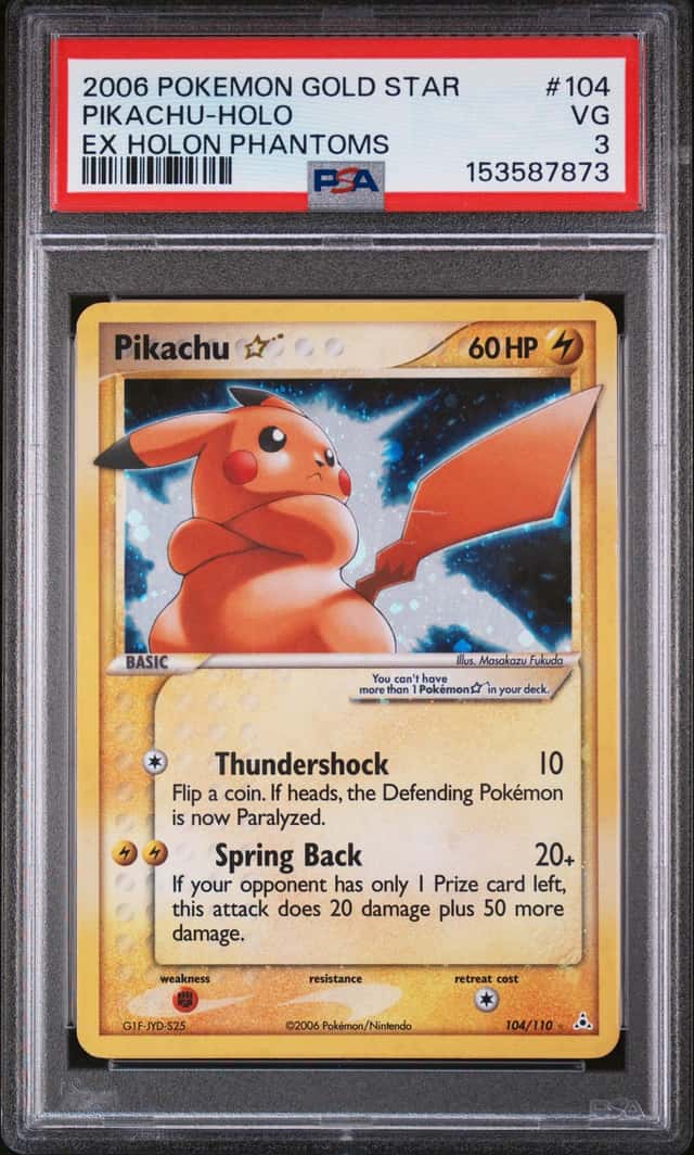 2006 Pokemon EX Holon Phantoms Gold Star Pikachu Holo PSA 3