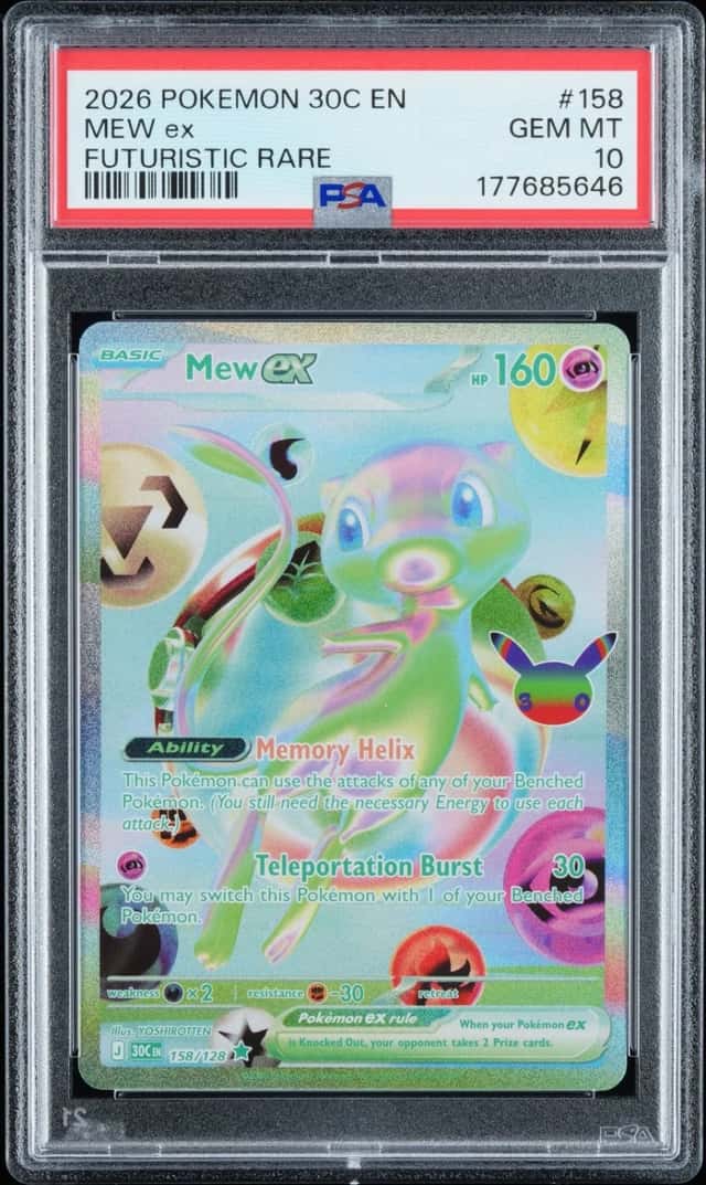 2026 POKEMON 30C EN-30TH CELEBRATION FUTURISTIC RARE #158 MEW EX PSA 10