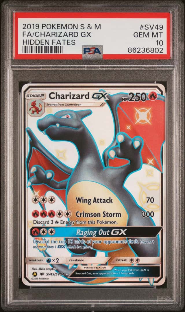 2019 Pokemon Sun & Moon Hidden Fates #SV49 FA Charizard GX PSA 10 GEM MINT