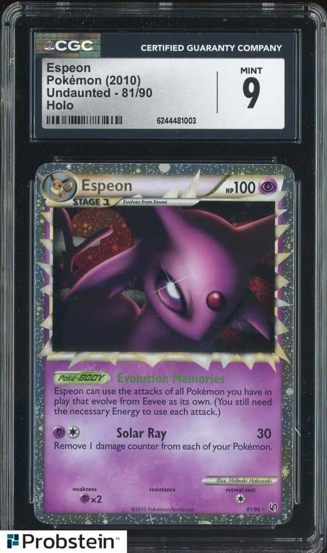 2010 Pokemon Heartgold & Soulsilver Undaunted #81 Espeon Prime Holo CGC 9