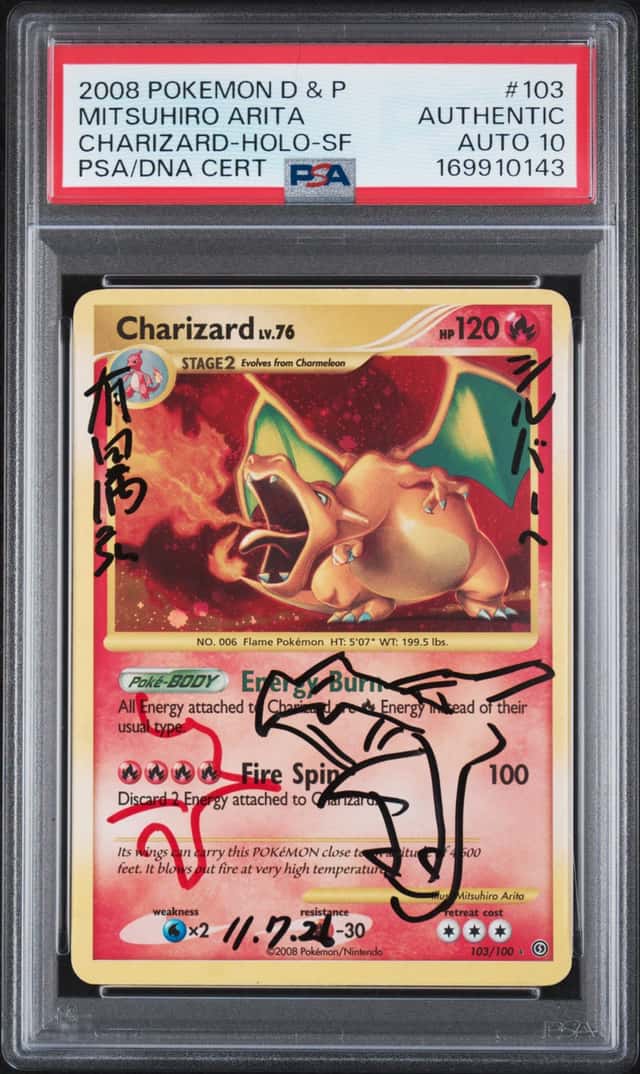 Mitsuhiro Arita Signed 2008 Pokemon D & P#103 Charizard Holo PSA/DNA AUTO 10