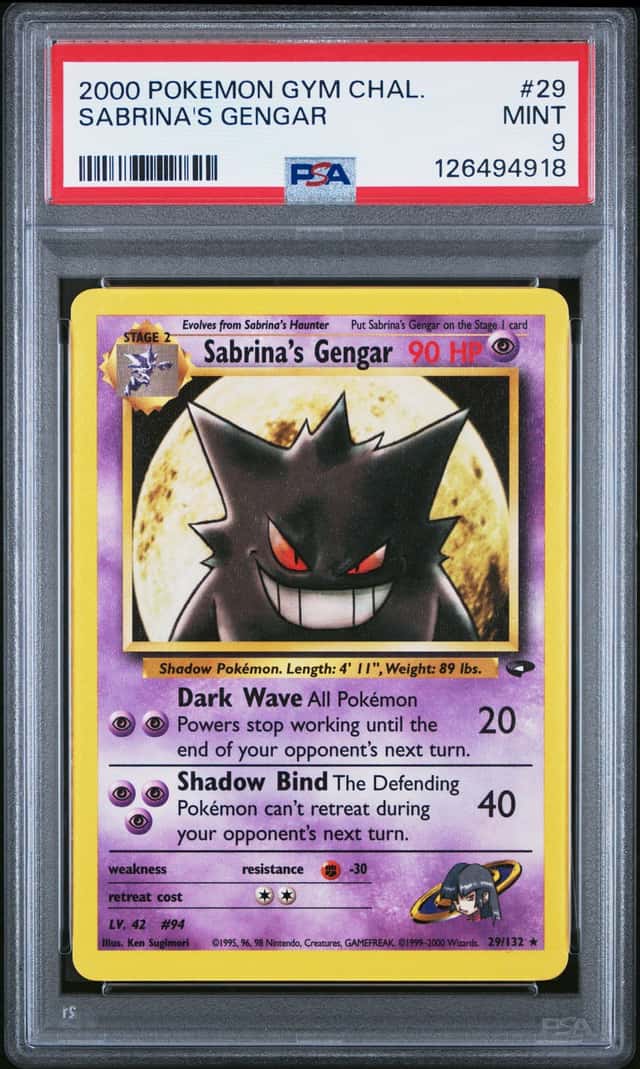 SABRINAS GENGAR 2000 POKEMON GYM CHALLENGE #29/132 PSA 9 Q3963-6