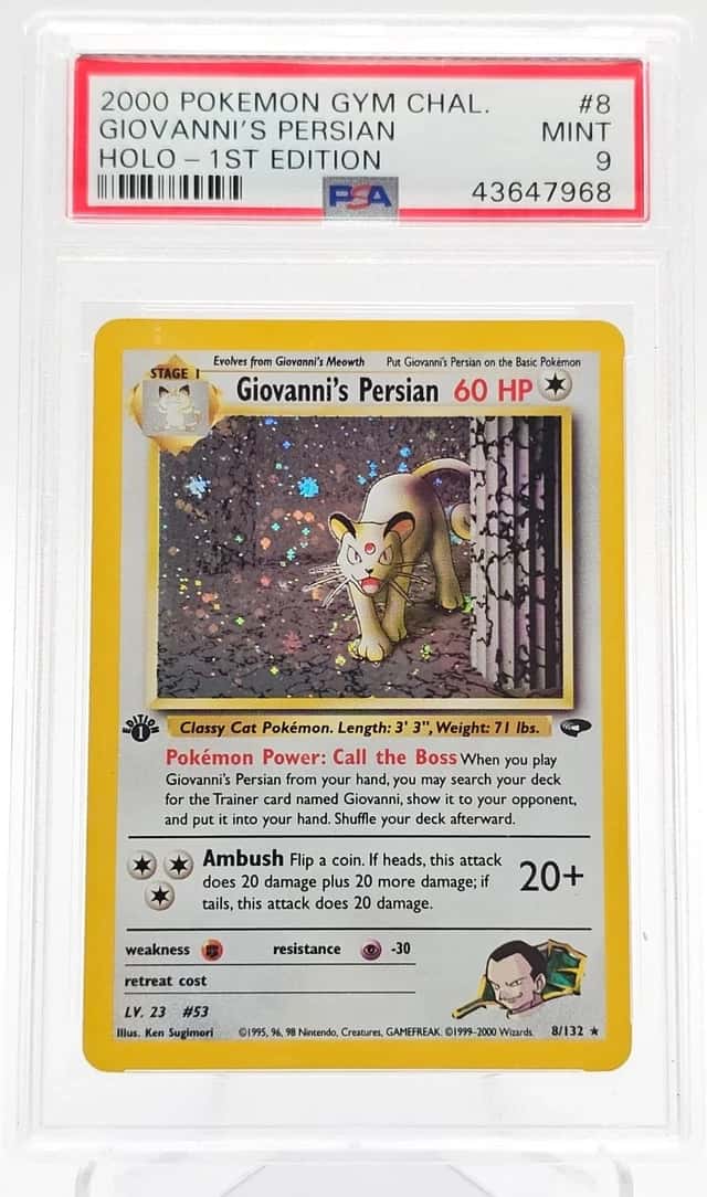 GIOVANNI'S PERSIAN 2000 POKEMON GYM CHALLENGE 1ST EDITION 8/132 HOLO PSA 9 Q0895