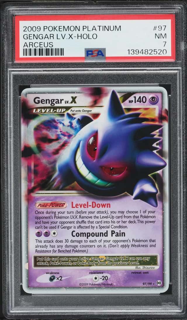 2009 Pokemon Platinum Arceus Holo Gengar LV.X #97 PSA 7 NRMT