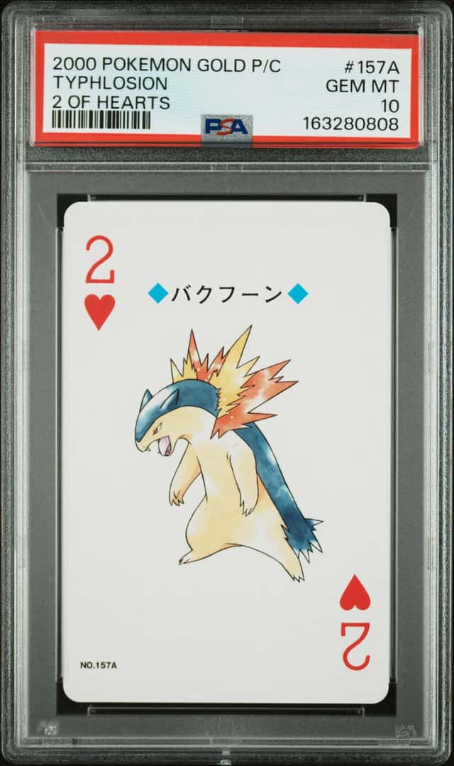 2000 Pokemon Gold Version Playing Cards 2 of Hearts Typhlosion #157A