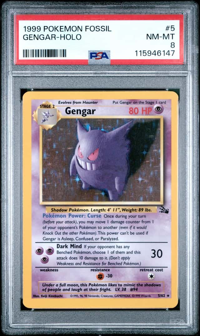 Gengar Holo Rare 5/62 Fossil Pokemon PSA 8 *147