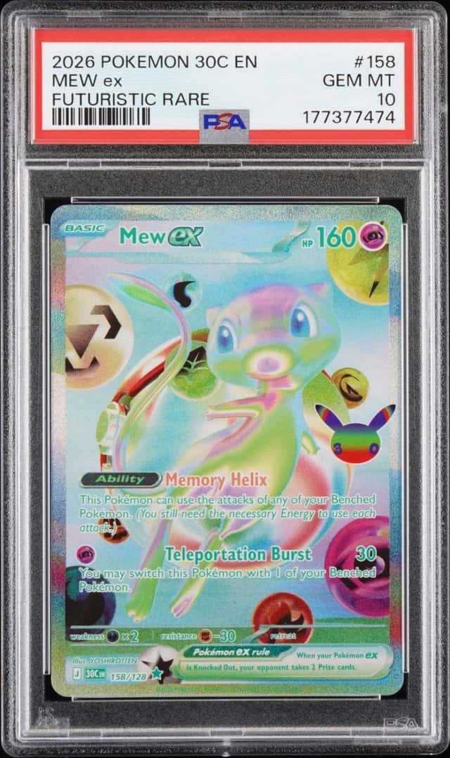 2026 POKEMON 30C EN-30TH CELEBRATION FUTURISTIC RARE #158 MEW EX PSA 10