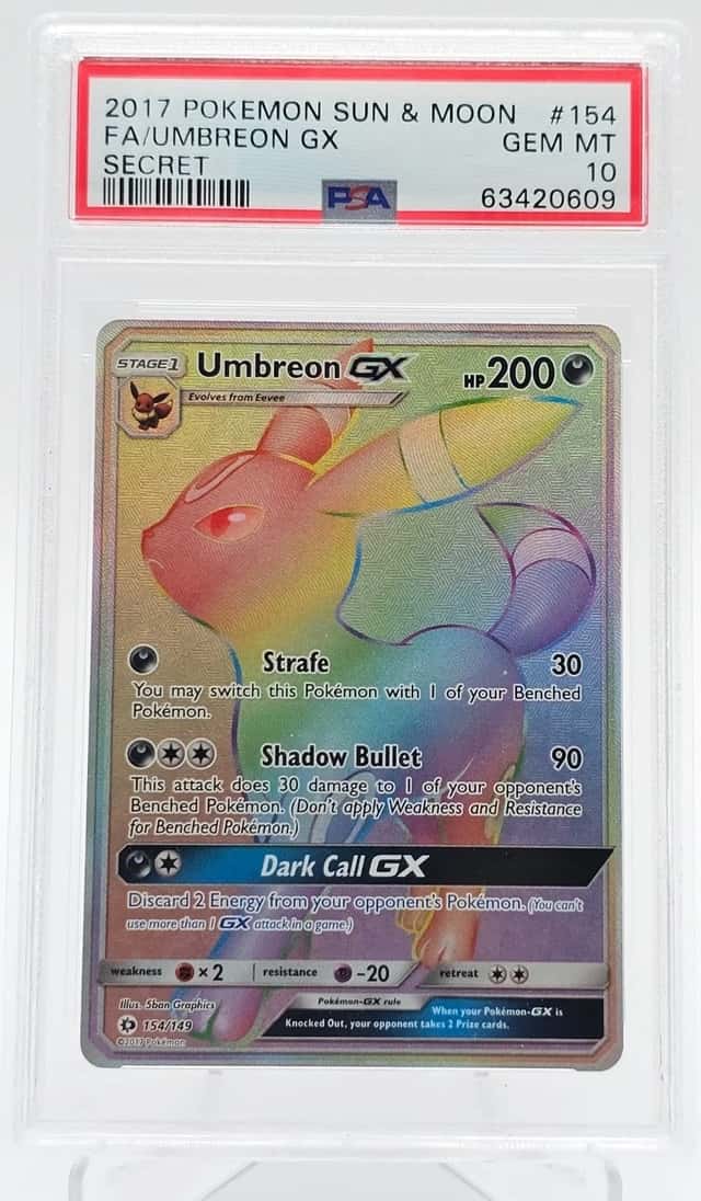 UMBREON GX 2017 POKEMON SUN & MOON 154/149 SECRET RARE FULL ART PSA 10 Q3963-6