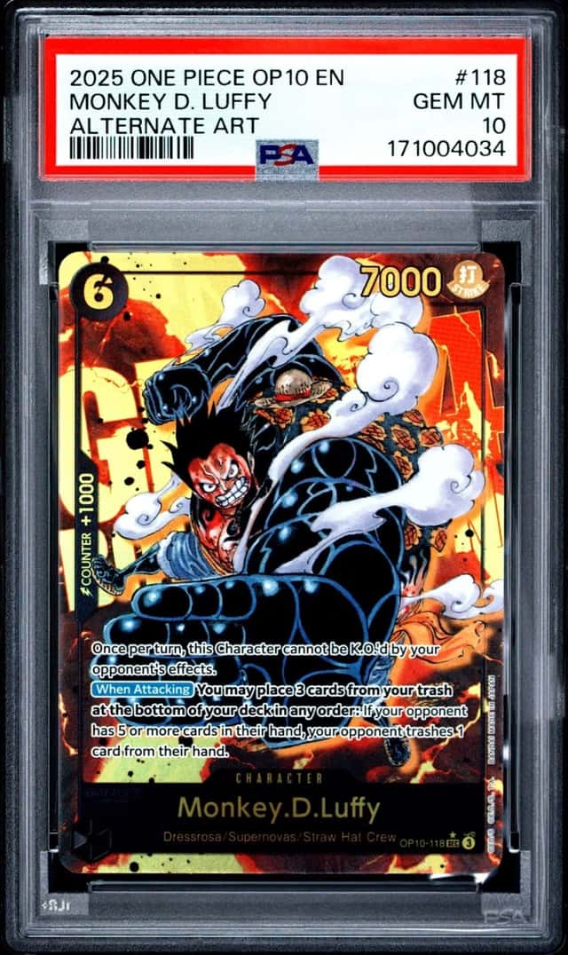 4034 Monkey D. Luffy 2025 One Piece Royal Blood OP10 #OP10-118 Alt Art PSA 10