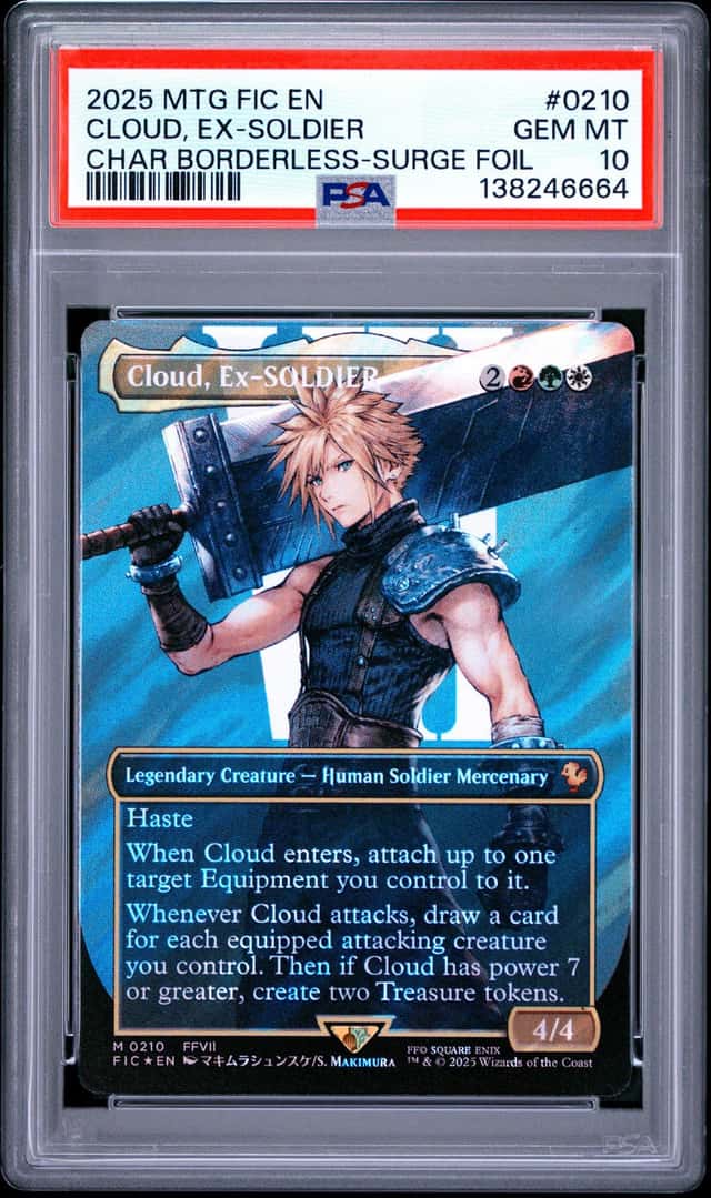 2025 MTG FIC EN Character Borderless Surge Foil #0210 Cloud Ex-Soldier PSA 10