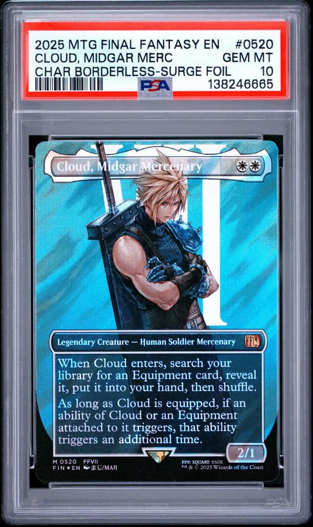 2025 MTG FIC EN Character Borderless Surge Foil #0520 Cloud Midgar Merc PSA 10