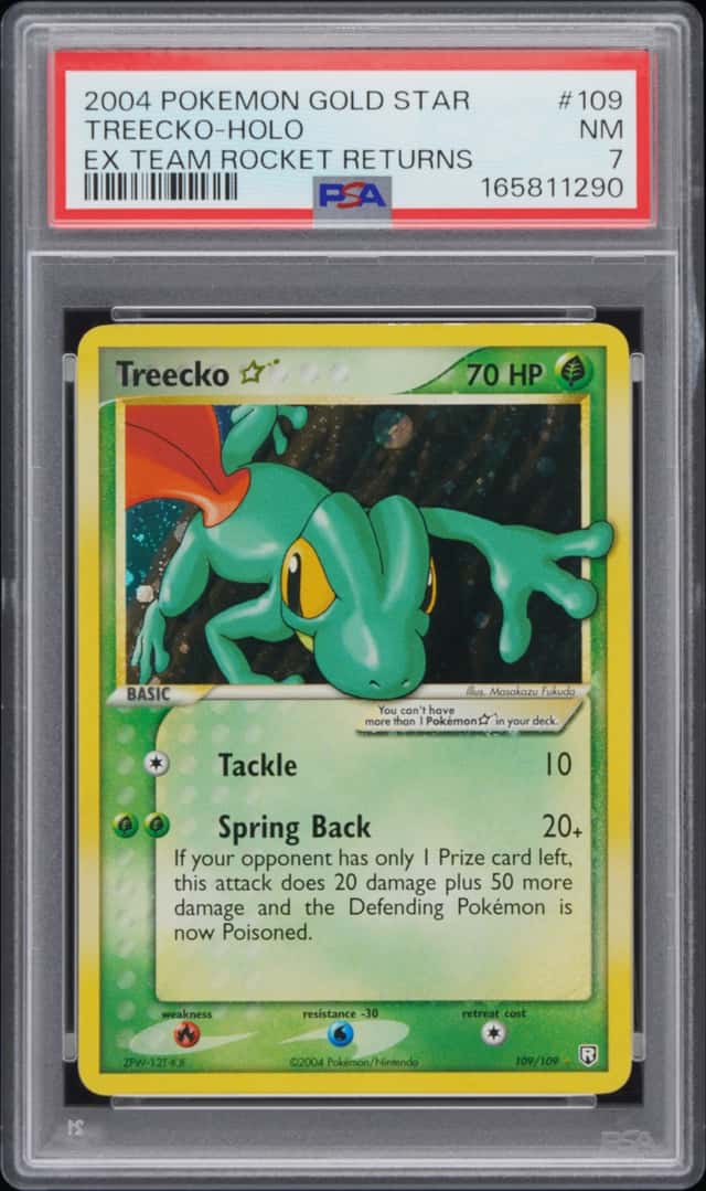 Pokemon 2004 Treecko Star Gold Star Holo EX Team Rocket Returns 109/109 PSA