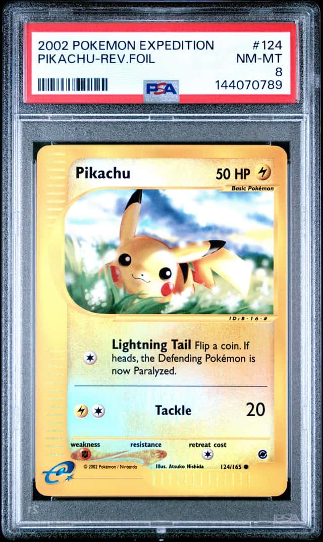 2002 Pokemon PIKACHU #1124/165 Expedition Set Reverse Foil English PSA 8