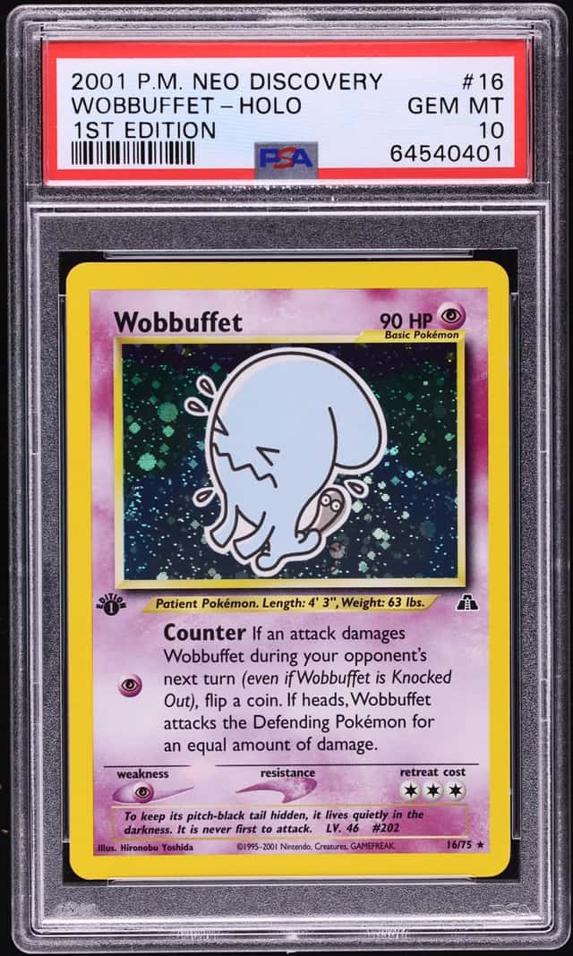 2001 Pokemon Neo Discovery 1st Edition Holo Wobbuffet #16 PSA 10 GEM MINT