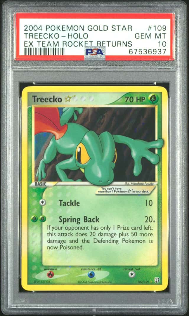 2004 Pokemon Ex Team Rocket Returns Holo Treecko Gold Star #109