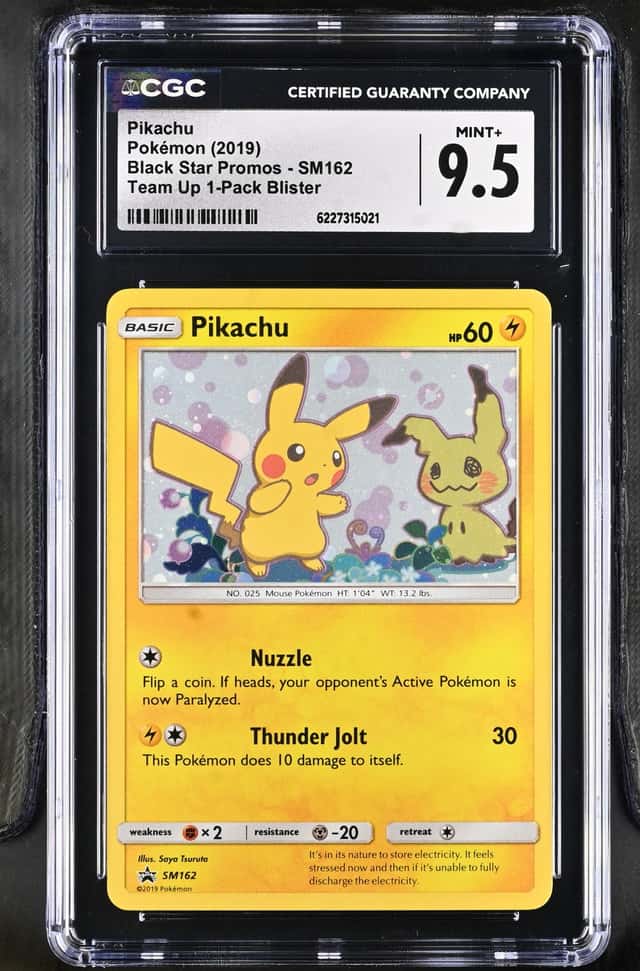 2019 Pokemon Black Star Promos Team Up #SM162 Pikachu CGC 9.5 MINT+