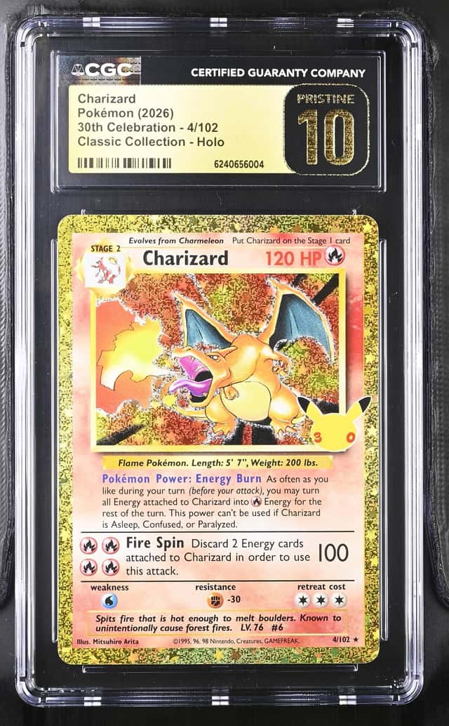 CGC Pristine 10 Charizard 4/102 Celebrations Classic Collection Holo Eng 30th 