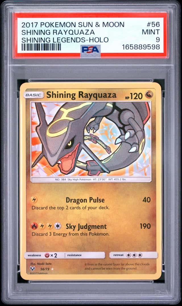 2017 POKEMON SUN & MOON SHINING LEGENDS #56 SHINING RAYQUAZA-HOLO PSA 9