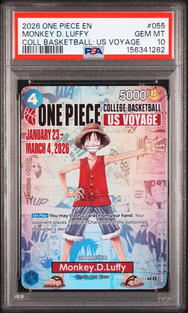 One Piece Card Game Monkey D Luffy P-055 College Basketball US Voyage PSA10