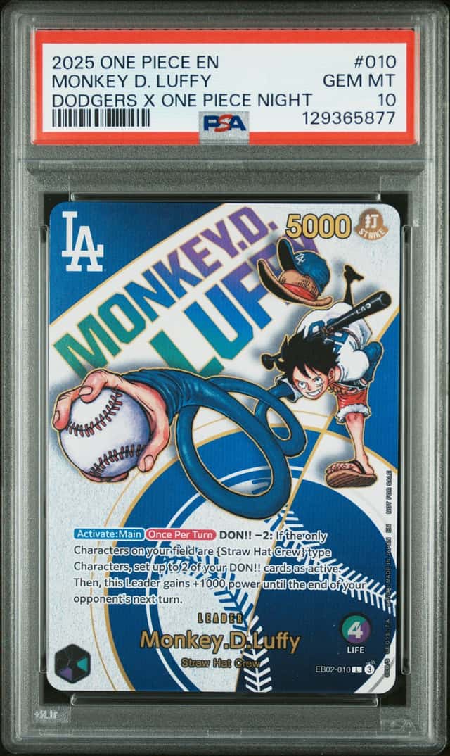 2025 One Piece Night LA Dodgers Monkey D. Luffy Promo Card #EB02-010  PSA 10