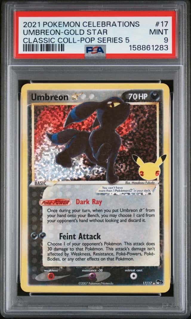 2021 POKEMON CELEBRATIONS CLASSIC COLLECTION #17 UMBREON-GOLD STAR PSA 9