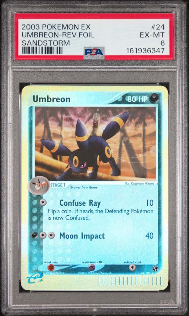 2003 POKEMON EX SANDSTORM #24 UMBREON-REVERSE FOIL PSA 6