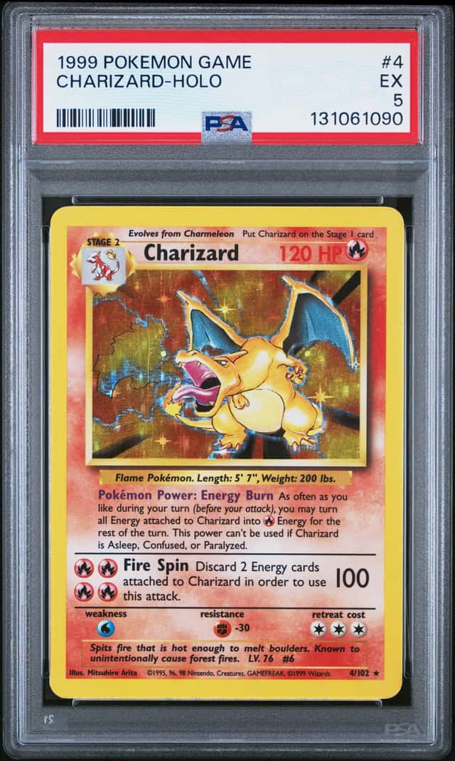 POKEMON BASE SET CHARIZARD 1999 #4 HOLO PSA 5