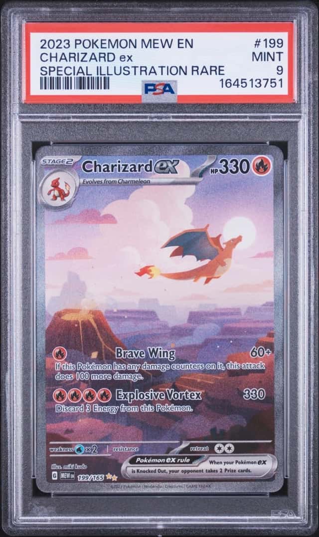 2023 POKEMON MEW EN-151 SPECIAL ILLUSTRATION RARE #199 CHARIZARD EX PSA 9