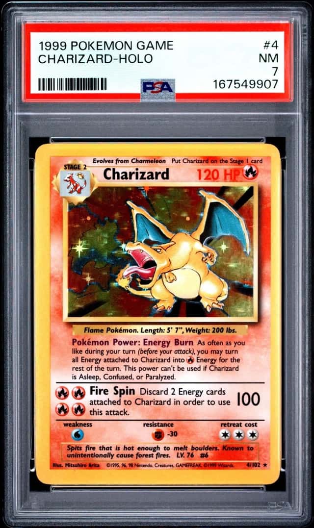 1999 POKEMON BASE SET UNLIMITED #4 CHARIZARD-HOLO PSA 7