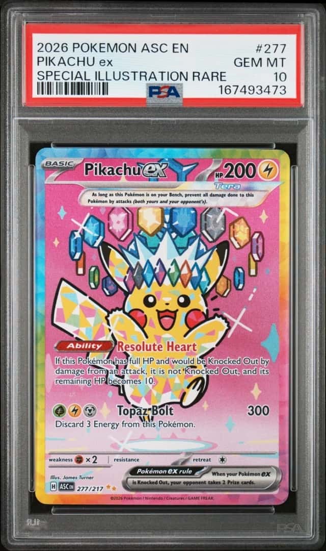 PIKACHU EX 277 ASCENDED HEROES SPECIAL ILLUSTRATION RARE POKEMON PSA 10