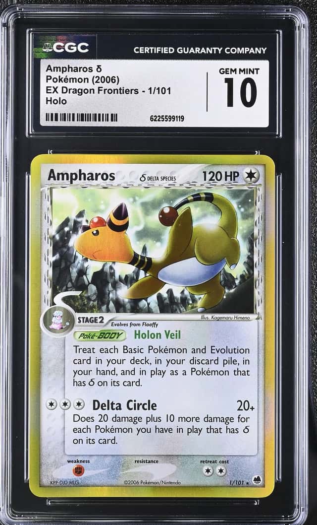 2006 Pokémon Ampharos δ Holo EX Dragon Frontiers 1/101 CGC 10 