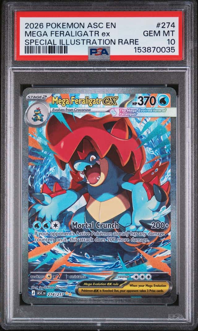 2026 POKEMON ASC EN #274 MEGA FERALIGATR ex SPECIAL ILLUSTRATION RARE PSA 10