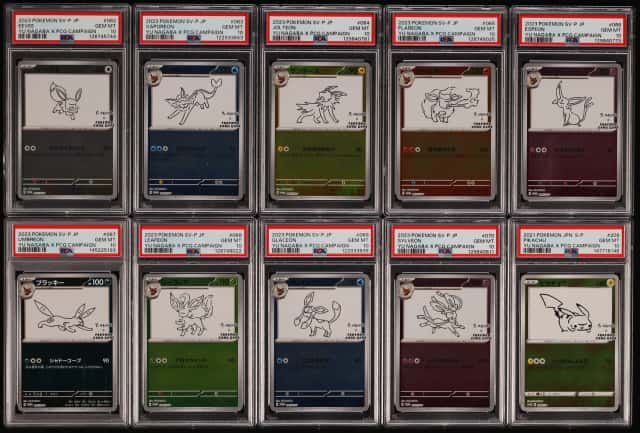 Lot (10) 2023 Pokemon Japanese Promo Yu Nagaba X PCG Holo Pikachu Eevee & Evolutions PSA 10 ALL