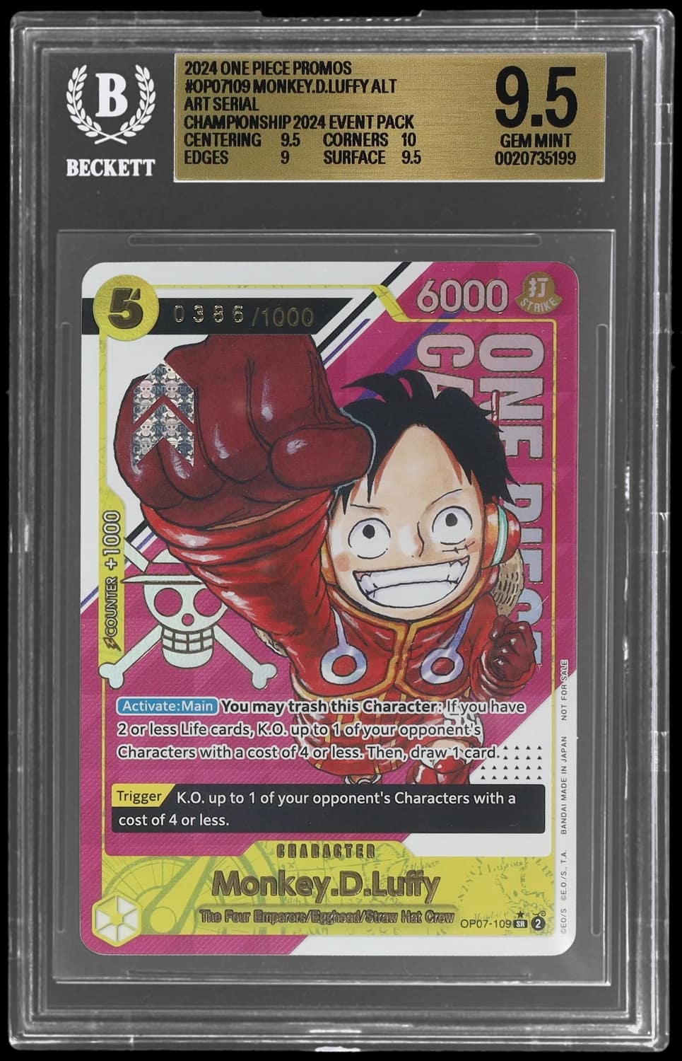 Monkey.d.luffy Serial Alt Art Sr/(championship 2024 Event Pack)