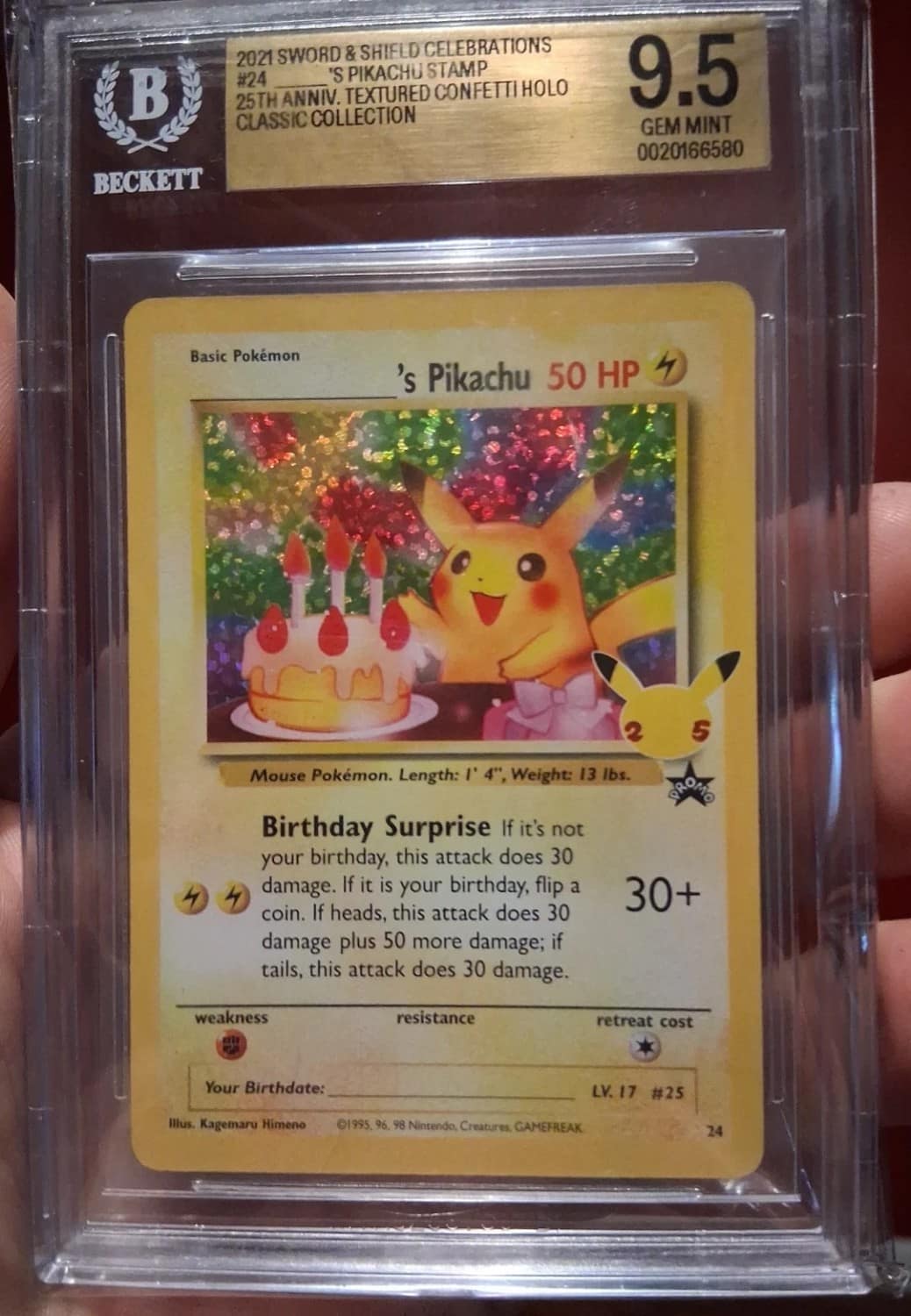 _____'S Pikachu Stamp [25th Anniversary] Textured Confetti Holo