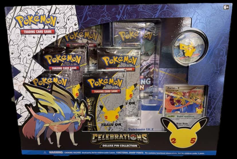 Zacian Lvx Celebrations Deluxe Pin Collection collection box