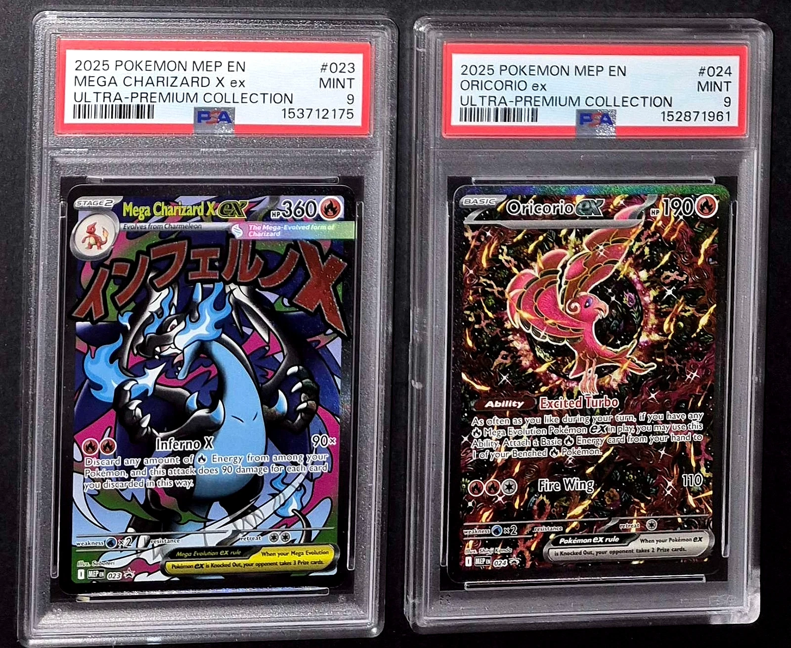 Pokemon 2025 Mega Charizard X #023 Oricorio ex Full Art #024 UPC PSA 9
