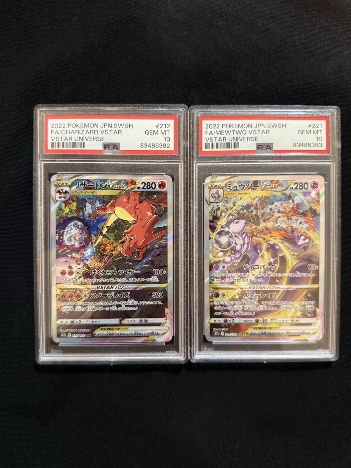 PSA10 Sequential Set Charizard & Mewtwo SAR VSTAR Universe Pokemon Japanese Card