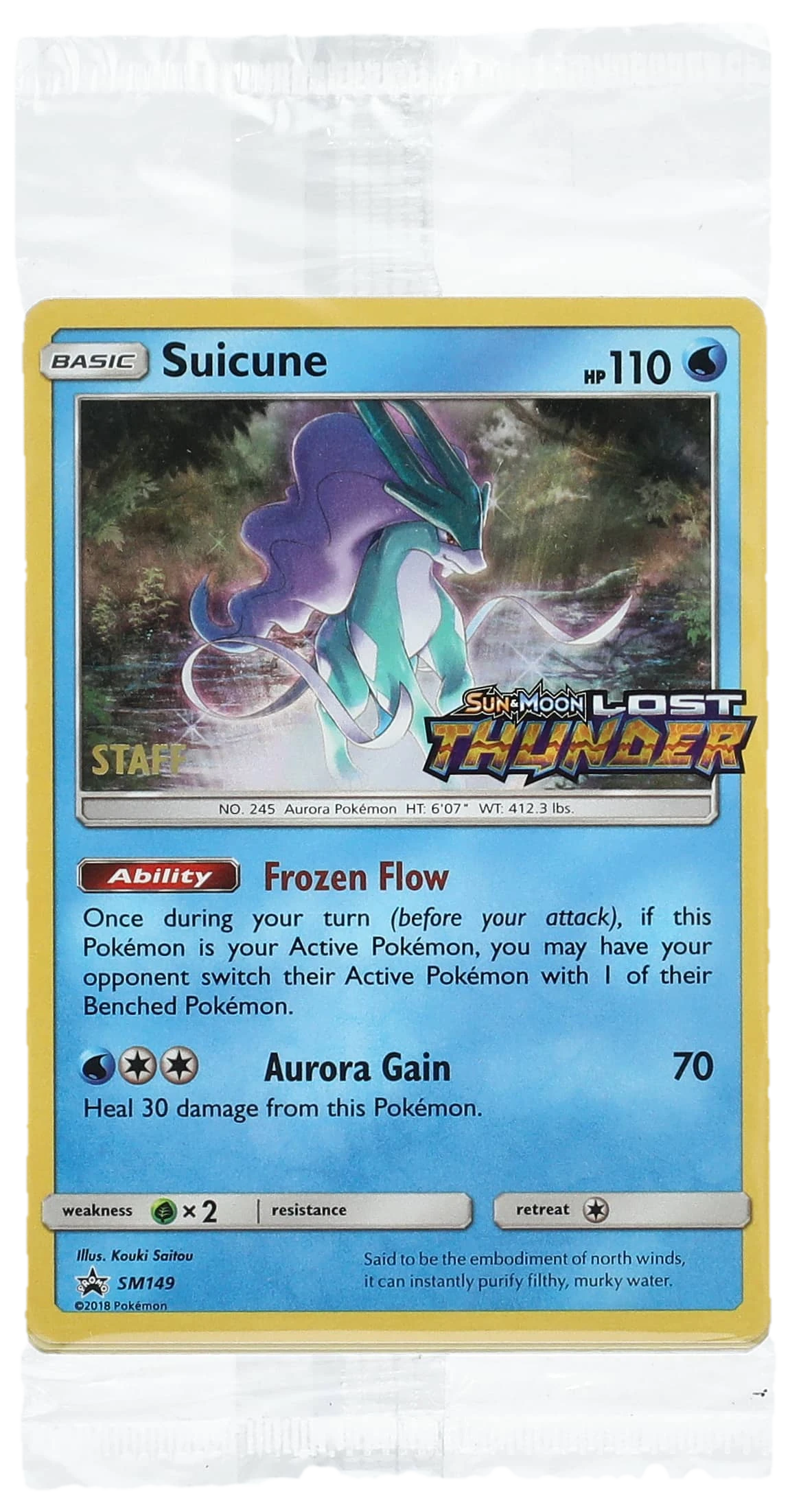 Lost Thunder Suicune Staff Promo Sm149 Sealed Promo Card