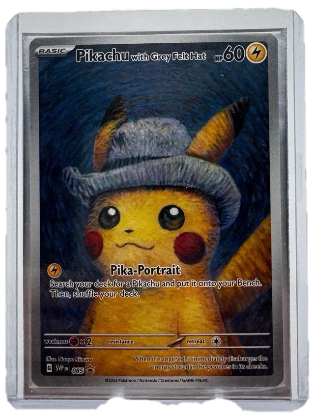 Van Gogh Museum Promo Pikachu With Grey Felt Hat Sealed Promo Card